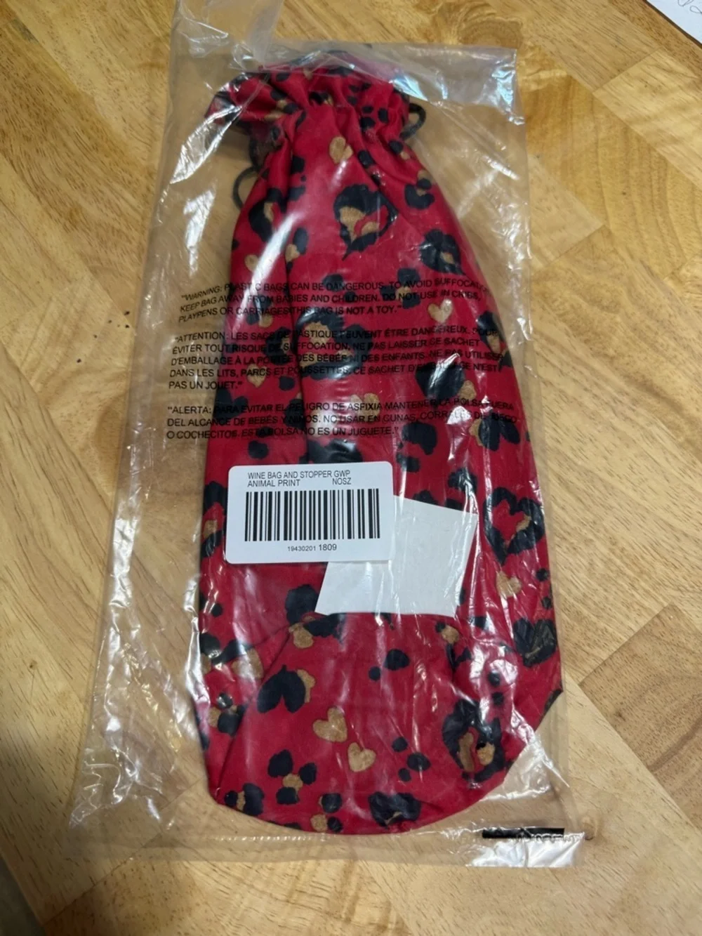 Red Leopard Print Wine Bag with Stopper
